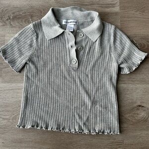 Cotton Emporium Ribbed Polo in Light Gray